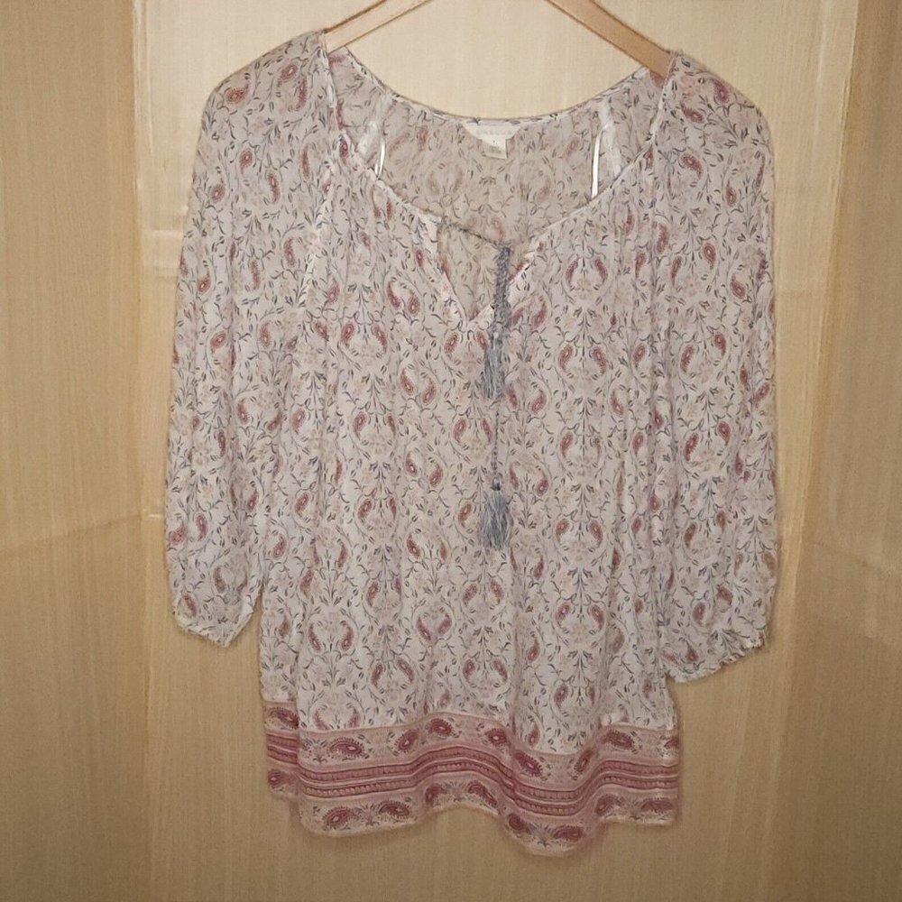 Caslon Womens Cotton Floral Lightweight Oversized Blouse Small